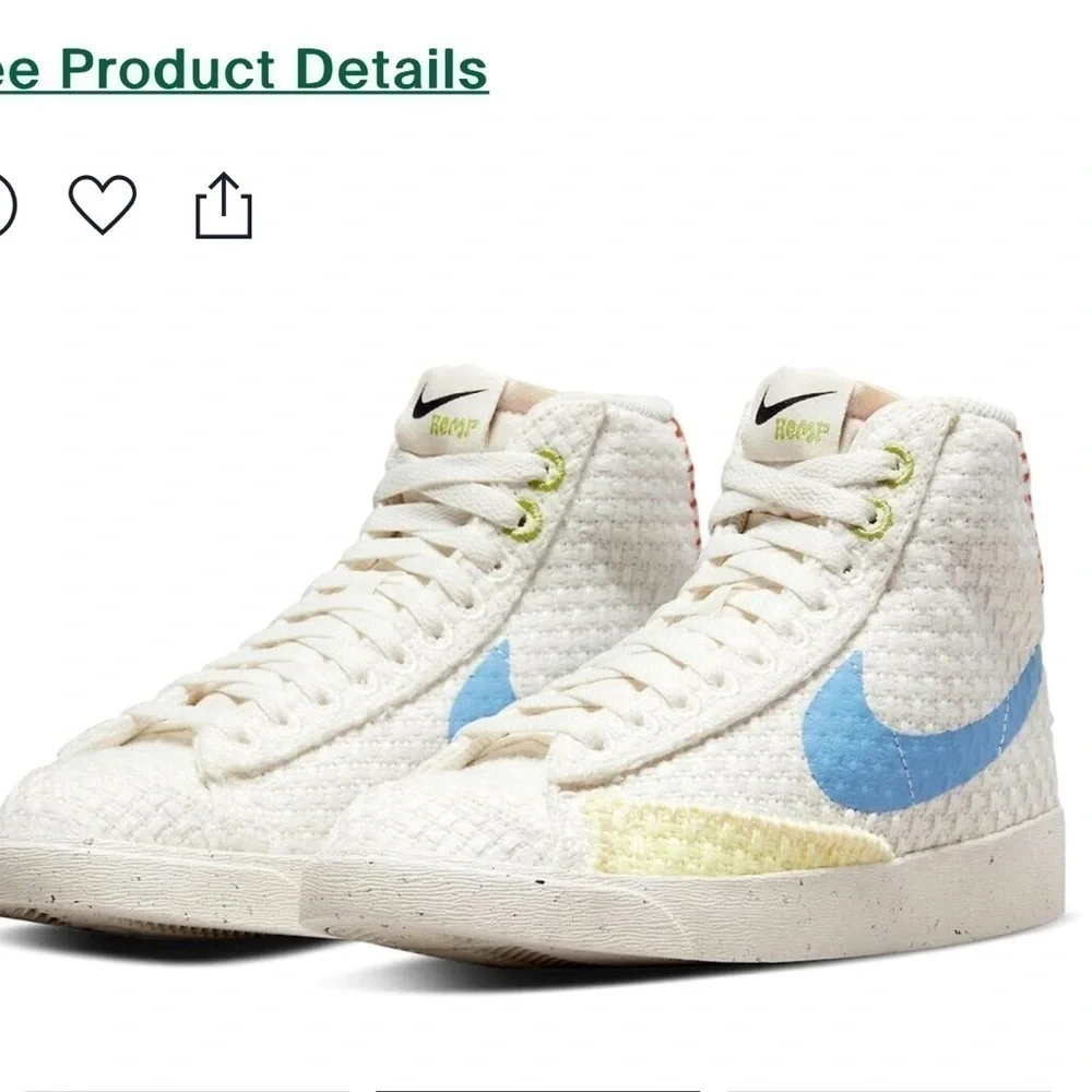 Nike blazer mid ‘ 77 next nature hemp shoes-size 8 women’s high top tennis shoes
